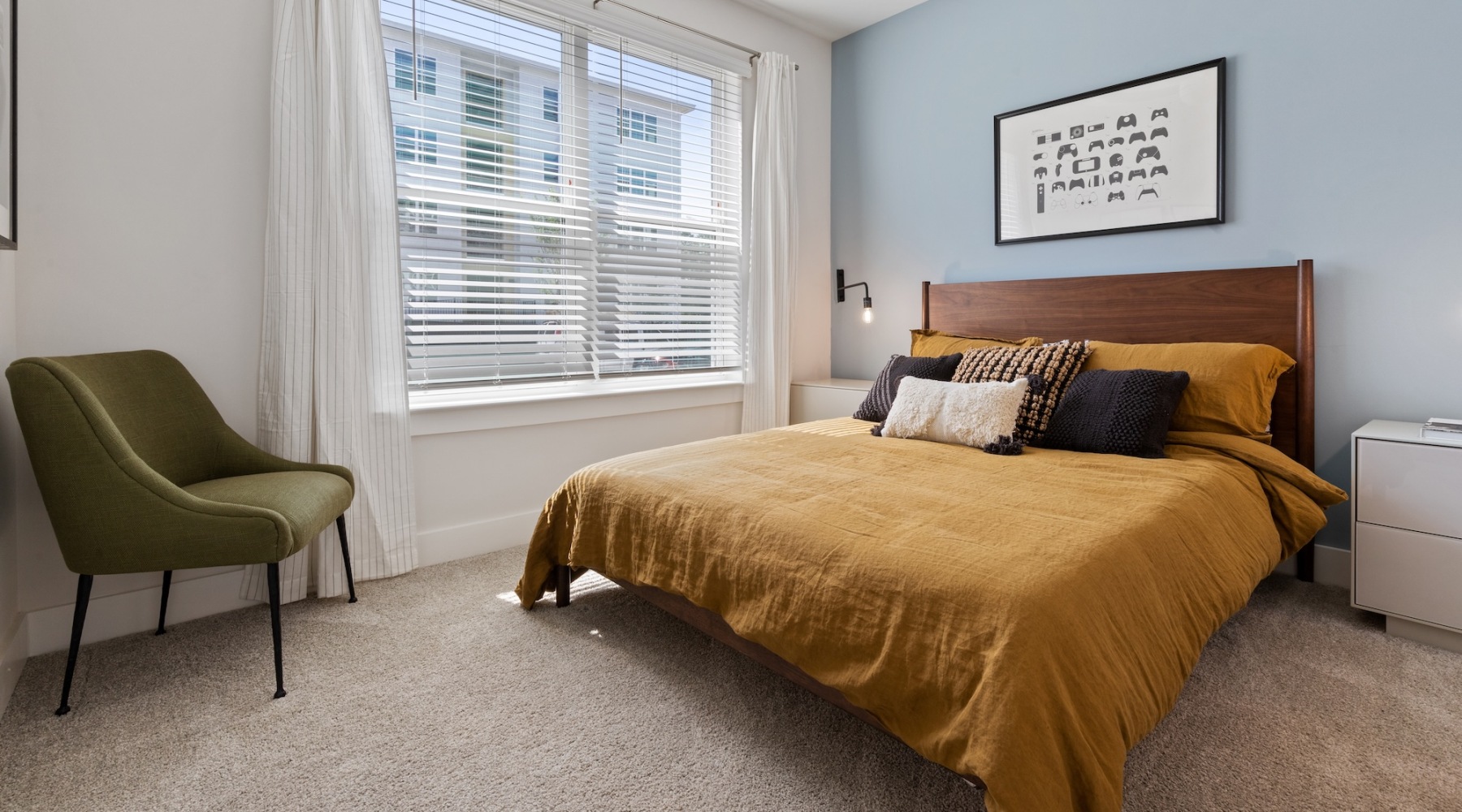 a bedroom with natural lighting