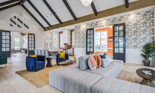 lounge with ample seating and modern decor